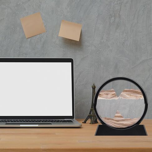 XINBAOHONG Moving Sand Art Picture,Liquid Motion 3D Deep Sea Sandscape in Motion Display Flowing Sand Frame Relaxing Desktop Home Office Work Decor（10 inch） (Black) in Kuwait