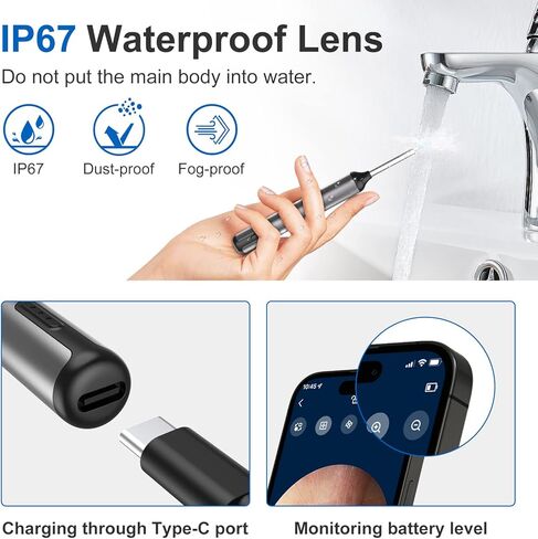 كاميرا أداة إزالة شمع الأذن: مجموعة أدوات تنظيف الأذن مع الكاميرا والضوء، نطاق تنظيف مزيل شمع الأذن من Earify، Limpiador De Oidos، منتقي ملعقة العناية العميقة بالأذن بتقنية WiFi لنظام iOS وAndroid in Kuwait