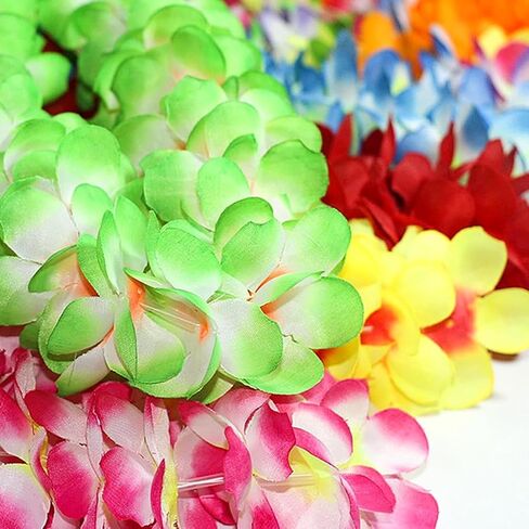 مجموعة Hawaiian Leis، مجموعة قلادة Luau من الزهور الاصطناعية السميكة وعصابة رأس مجموعة Garland Lei لموضوع الشاطئ الاستوائي أو لوازم تزيين حفلات الهالوين (أرجواني) in Kuwait