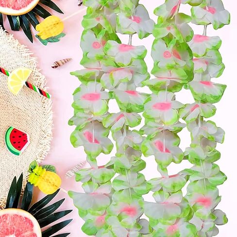 مجموعة Hawaiian Leis، مجموعة قلادة Luau من الزهور الاصطناعية السميكة وعصابة رأس مجموعة Garland Lei لموضوع الشاطئ الاستوائي أو لوازم تزيين حفلات الهالوين (أرجواني) in Kuwait