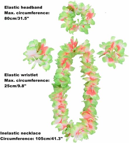 مجموعة Hawaiian Leis، مجموعة قلادة Luau من الزهور الاصطناعية السميكة وعصابة رأس مجموعة Garland Lei لموضوع الشاطئ الاستوائي أو لوازم تزيين حفلات الهالوين (أرجواني) in Kuwait