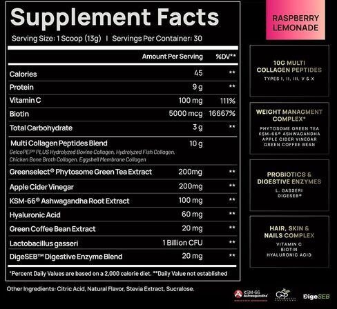 Super Collagen for Women Powder Chocolate - Thermogenic Collagen Burn w. Probiotics, ACV, KSM-66, Vitamin C, Biotin - Best Multi Collagen Protein Supplement for Weight Management, Hair Growth & Beauty in Saudi Arabia