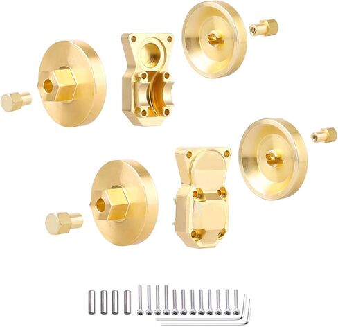 Hobbypark Brass Wheel Weights Hex Adapter Brass Diff Cover Front Rear Heavy Duty for All Axial SCX24 Upgrades 1/24 RC Crawler Car (Black-Gold) in Saudi Arabia