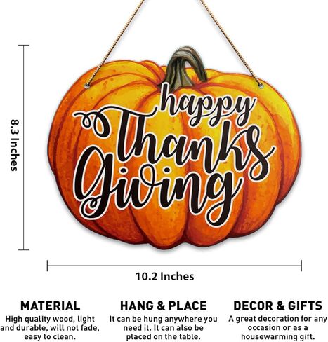 علامة ديكور جدار اليقطين لعيد الشكر، عيد شكر سعيد، علامة ترحيب بالمنزل على شكل قرع الخريف لديكورات الشرفة الأمامية للباب الأمامي لبيت المزرعة وحفلات عيد الشكر من الخشب للتعليق على الحائط لوحة ديكور in Kuwait