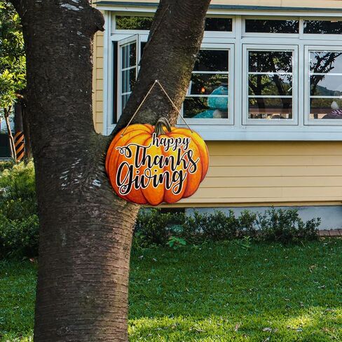 علامة ديكور جدار اليقطين لعيد الشكر، عيد شكر سعيد، علامة ترحيب بالمنزل على شكل قرع الخريف لديكورات الشرفة الأمامية للباب الأمامي لبيت المزرعة وحفلات عيد الشكر من الخشب للتعليق على الحائط لوحة ديكور in Kuwait