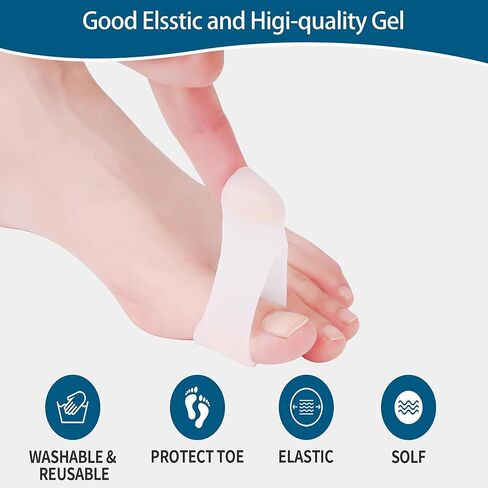 Hoogoo Toe Sleeves 10pcs,Gel Toe Protecters Covers for Middle Toe, Protect Toe from Rubbing, Ingrown Toenails, Corns, Blisters, Hammer Toes and Other Painful Toe Problems in Kuwait