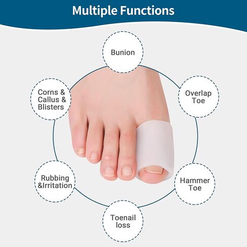 Hoogoo Toe Sleeves 10pcs,Gel Toe Protecters Covers for Middle Toe, Protect Toe from Rubbing, Ingrown Toenails, Corns, Blisters, Hammer Toes and Other Painful Toe Problems in Kuwait