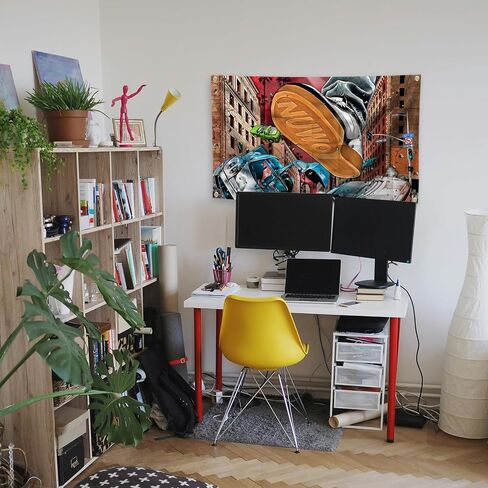 Generic Rapper Brent Sneakers Car Explosion Avant Garde HipHop Music Tapestries 3×5FT Practice Room Youth Club Bar Bedroom Decorative Style, colourful in Saudi Arabia