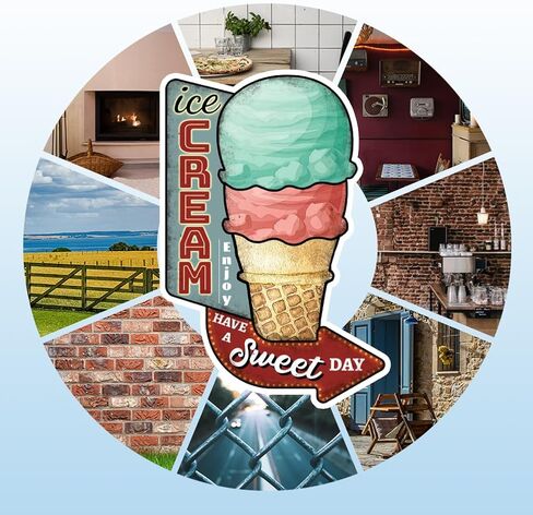 GLOBLELAND "Enjoy Ice Cream Vintage Metal Tin Sign Retro Ice Cream Plaque Poster Metal Wall Decorative Tin Signs for Home Cold Drink Shop Restaurant Coffee Shop Club Bar Decoration in Saudi Arabia