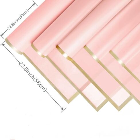 XIYUAN 20 Counts Gold Edge Fresh Flowers Wrapping Paper,DIY Crafts，Gift Packaging or Gift Box Packaging,Waterproof Flower Wrapping paper 22.8X22.8 inches Florist Bouquet Supplies, (Big Red) in Kuwait