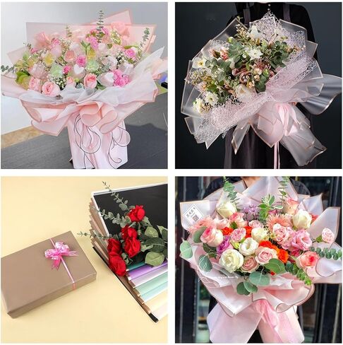 XIYUAN 20 Counts Gold Edge Fresh Flowers Wrapping Paper,DIY Crafts，Gift Packaging or Gift Box Packaging,Waterproof Flower Wrapping paper 22.8X22.8 inches Florist Bouquet Supplies, (Big Red) in Kuwait