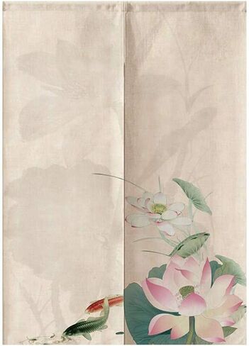 MYRU Japanese Noren Doorway Curtain Tapestry (Fish and Lotus,33.5 Inches x 59 Inches) in Saudi Arabia