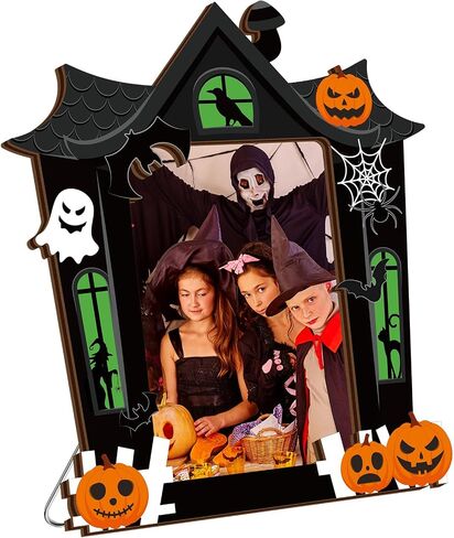 Halloween Fall Picture Frame Wooden 4 x 6 Picture Frame with Stand Pumpkin Castle Shaped Photo Frame Modern Photo Frame Decorative Frame for Halloween Fall Thanksgiving Home Office Decor Gifts (Castle) in Saudi Arabia