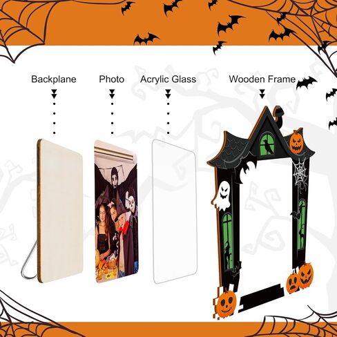 Halloween Fall Picture Frame Wooden 4 x 6 Picture Frame with Stand Pumpkin Castle Shaped Photo Frame Modern Photo Frame Decorative Frame for Halloween Fall Thanksgiving Home Office Decor Gifts (Castle) in Saudi Arabia