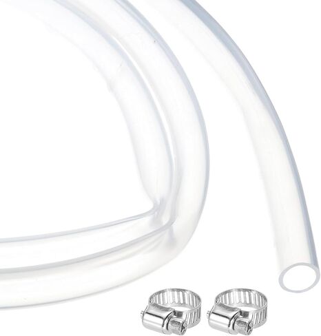 MECCANIXITY 10ft Clear Silicone Rubber Tubing 5/8" ID Plastic Tube Flexible Air Hose for Brewing, Wine Making, Pump Siphon, 16mm x 20mm, with 2pcs Clamps in Saudi Arabia