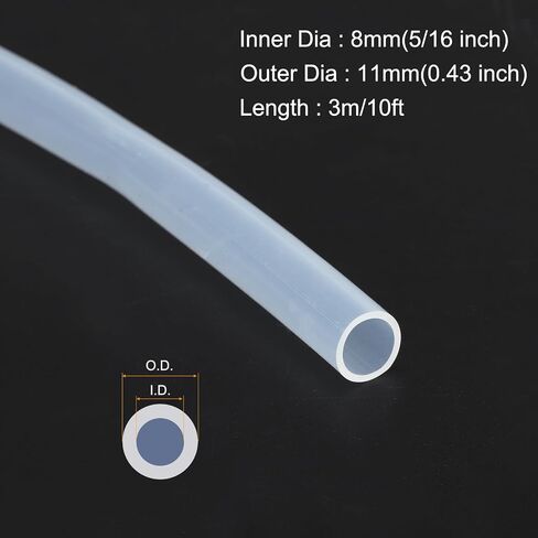 MECCANIXITY 10ft Clear Silicone Rubber Tubing 5/8" ID Plastic Tube Flexible Air Hose for Brewing, Wine Making, Pump Siphon, 16mm x 20mm, with 2pcs Clamps in Saudi Arabia