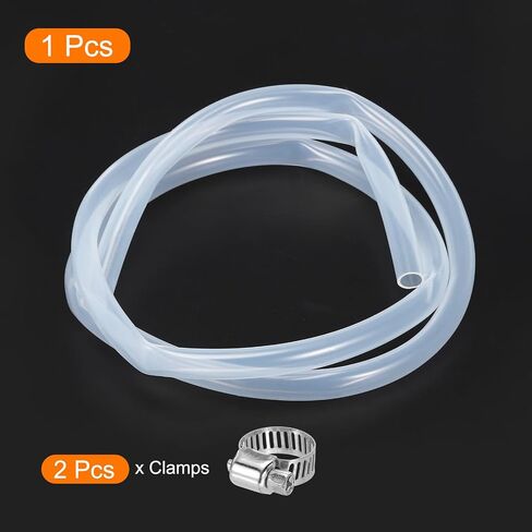 MECCANIXITY 10ft Clear Silicone Rubber Tubing 5/8" ID Plastic Tube Flexible Air Hose for Brewing, Wine Making, Pump Siphon, 16mm x 20mm, with 2pcs Clamps in Saudi Arabia