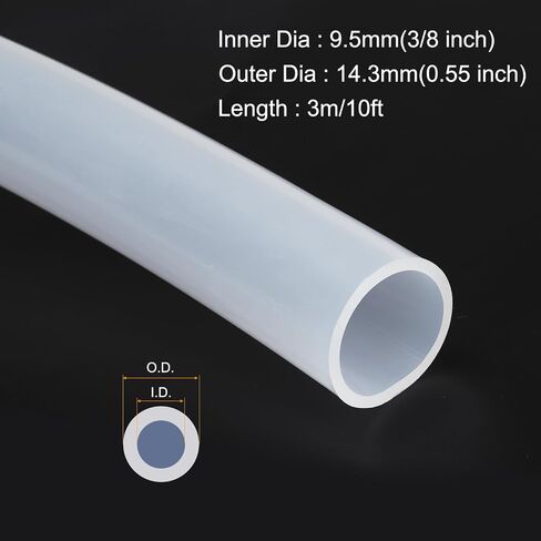 MECCANIXITY 10ft Clear Silicone Rubber Tubing 5/8" ID Plastic Tube Flexible Air Hose for Brewing, Wine Making, Pump Siphon, 16mm x 20mm, with 2pcs Clamps in Saudi Arabia