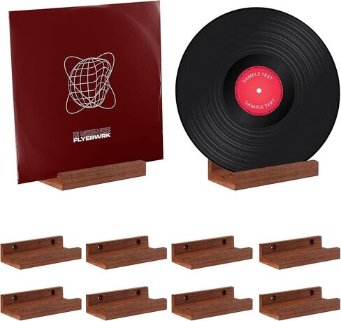 10 Pack Wood Vinyl Record Wall Mount, 4in Wood Record Holder Wall Mount Vinyl Album Holder Display Record Holder Floating Shelves Decorative in Kuwait
