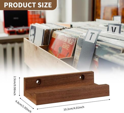 10 Pack Wood Vinyl Record Wall Mount, 4in Wood Record Holder Wall Mount Vinyl Album Holder Display Record Holder Floating Shelves Decorative in Kuwait