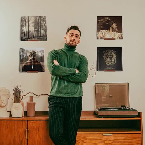 10 Pack Wood Vinyl Record Wall Mount, 4in Wood Record Holder Wall Mount Vinyl Album Holder Display Record Holder Floating Shelves Decorative in Kuwait