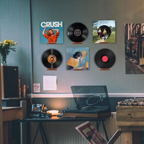 10 Pack Wood Vinyl Record Wall Mount, 4in Wood Record Holder Wall Mount Vinyl Album Holder Display Record Holder Floating Shelves Decorative in Kuwait
