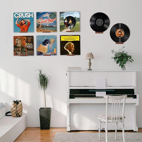 10 Pack Wood Vinyl Record Wall Mount, 4in Wood Record Holder Wall Mount Vinyl Album Holder Display Record Holder Floating Shelves Decorative in Kuwait