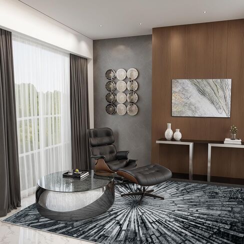 Lahome Modern Black Rugs for Living Room - Washable 5x7 Area Rugs Ultra-Thin Soft Bedroom Rug,Non-Slip Abstract Splash Indoor Floor Carpet Low-Pile for Dining Room Entryway Kitchen Art Decor in Kuwait