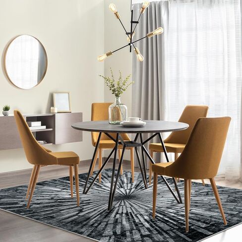 Lahome Modern Black Rugs for Living Room - Washable 5x7 Area Rugs Ultra-Thin Soft Bedroom Rug,Non-Slip Abstract Splash Indoor Floor Carpet Low-Pile for Dining Room Entryway Kitchen Art Decor in Kuwait