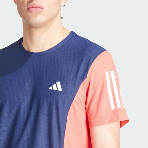 adidas Men's Own The Run Colorblock T-Shirt, Dark Blue/Preloved Ink/Preloved Scarlet in Saudi Arabia