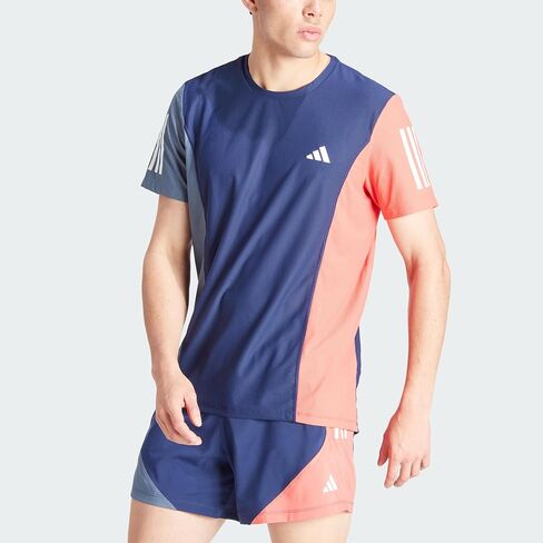 adidas Men's Own The Run Colorblock T-Shirt, Dark Blue/Preloved Ink/Preloved Scarlet in Saudi Arabia