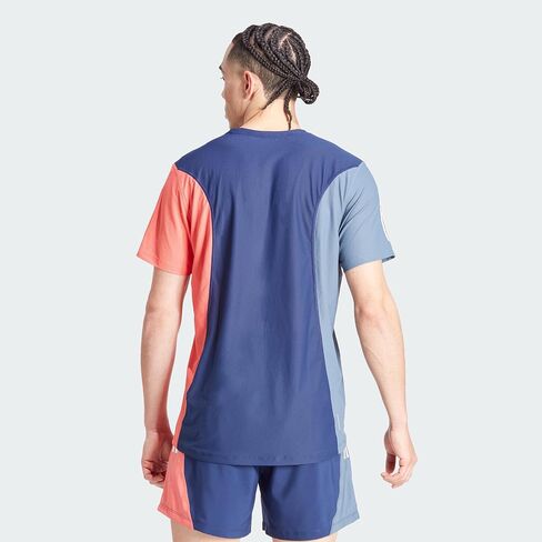 adidas Men's Own The Run Colorblock T-Shirt, Dark Blue/Preloved Ink/Preloved Scarlet in Saudi Arabia