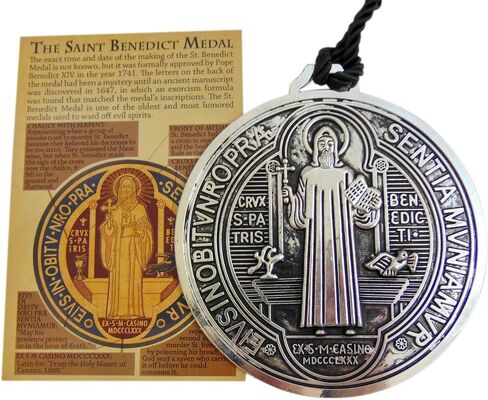 St Benedict Home Protector Door Hanger Large Metal Medallion with Saint Card Set in Saudi Arabia