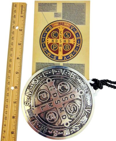St Benedict Home Protector Door Hanger Large Metal Medallion with Saint Card Set in Saudi Arabia