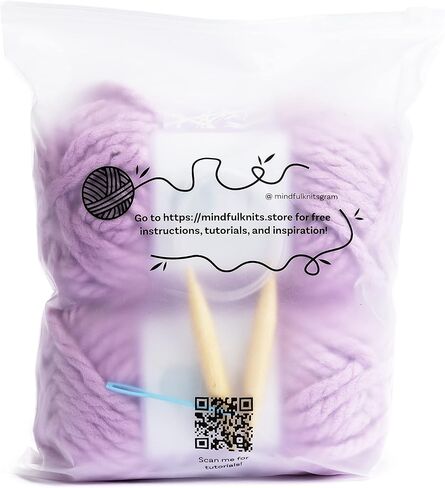 Mindfulknits تعلم كيفية الحياكة - حياكة قبعة صغيرة مكتنزة - إبر الحياكة، إبرة الغزل وخيوط الحياكة الضخمة من الأكريليك - موكا - مجموعة لوازم الحياكة الأساسية للمبتدئين للاسترخاء وتخفيف التوتر in Kuwait