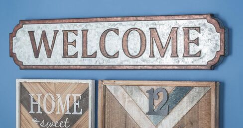 Deco 79 Metal Sign Home Wall Decor Welcome Wall Sculpture, Wall Art 37" x 1" x 7", Brown in Saudi Arabia
