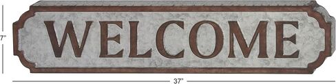 Deco 79 Metal Sign Home Wall Decor Welcome Wall Sculpture, Wall Art 37" x 1" x 7", Brown in Saudi Arabia