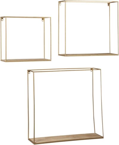 Signature Design by Ashley Efharis Shadow Box Set, 3 Piece Wall Shelf, Natural & Gold Finish in Saudi Arabia