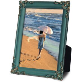 Picture Frame 5"x7" Photo Frame, Modern Simple White Color Resin Frame with Mat Family Wedding Kids Friend Pet Home Office Display Wall Hanging Desktop Table