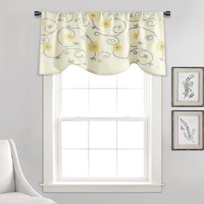 Lush Decor Royal Garden Valance Floral Window Kitchen Curtain (Single), 42"W x 18"L, Yellow