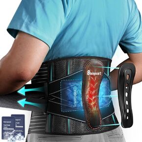 Back Brace for Lower Back Pain,2 Reusable Ice Pack for Injuries Lumbar Support Belt for Men Women,Bionic Spine Design Back Brace with Cold Pad for Sciatica Herniated Disc,XXL