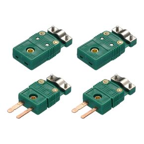 MECCANIXITY R/S Type Thermocouple Wire Connectors Female Male Plug Adapter Temperature 220°C(428°F) with Fixing Clamp for Sensor Probe Dark Green 2 Set