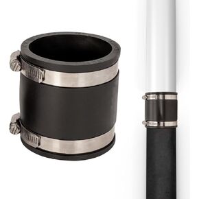 Fernco P1056-250 2.5-in. Cast Iron, Plastic and Steel Pipe Flexible Coupling Connector Adapter in Black