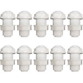 YZM White Fittings Bulkhead Connector 1/4" Tube Quick connect RO Water Filter Pack of 10 (Bulkhead Connector 1/4)