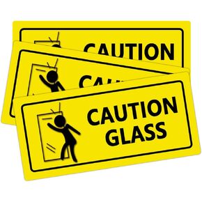 Caution Glass Stickers Labels,8×3 Inch Notice Caution Warning Sign Labels for Office/Business,Door Signs(Pack-10)