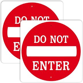 Do Not Enter Signs 24 x 24 inches Square Aluminum Reflective Rust Free Metal Sign Weatherproof Road Traffic Street Signs for Outdoor Indoor Yard Easy to Mount (2 Pcs)