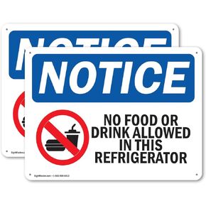 (2 Pack) No Food Or Drink In This Refrigerator OSHA Notice Sign 5 Inch X 3.5 Inch Vinyl Label Decal Sticker Weather Resistant, UV Protected for Workplace, Business, and Construction Site, Made in the USA