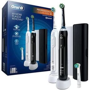 Oral-B Professional Clean 5000 X Electric Toothbrush Twin Pack, Rechargeable Power Toothbrushes - Pack of 2