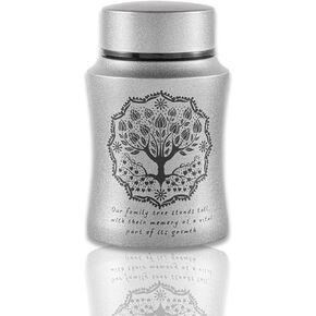 4.5 Inches Small Urn for Human Ashes Stainless Steel Mini Cremation Urn Small Keepsake for Ashes Memorial Ashes Keepsake-Tree…