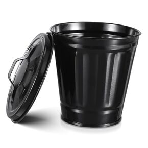 iplusmile Galvanized Trash Can,Pail Trash Can with lid for Bathroom Bucket Decorative Garbage Waste Basket with Lid Vintage Farmhouse Metal Utility Pail Desktop Garbage Bin